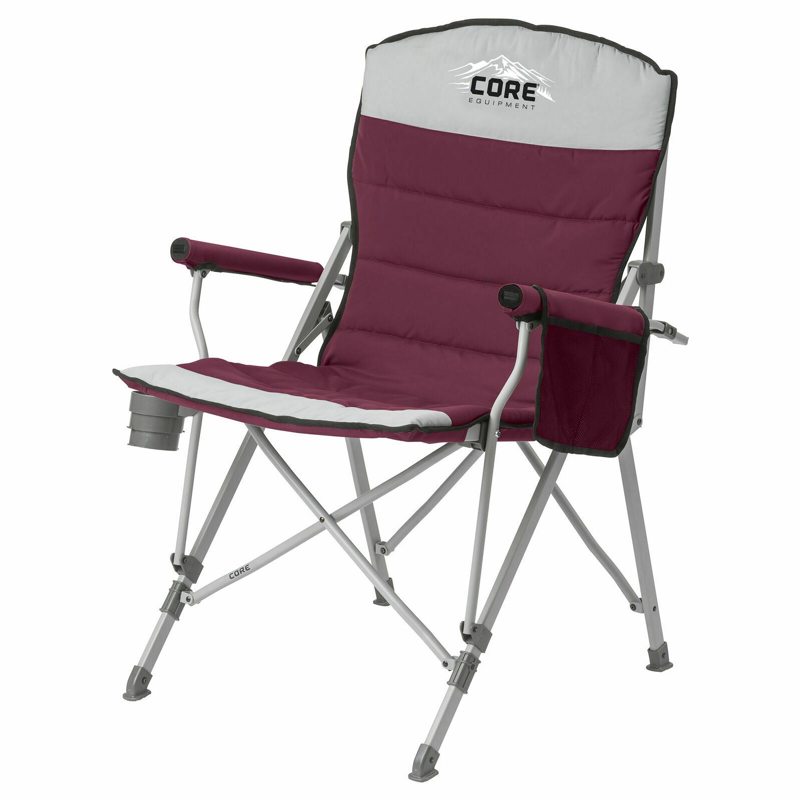 CORE 300 Pound Capacity Polyester Padded Arm Chair with Carry Bag, Gray (3 Pack) - VMInnovations
