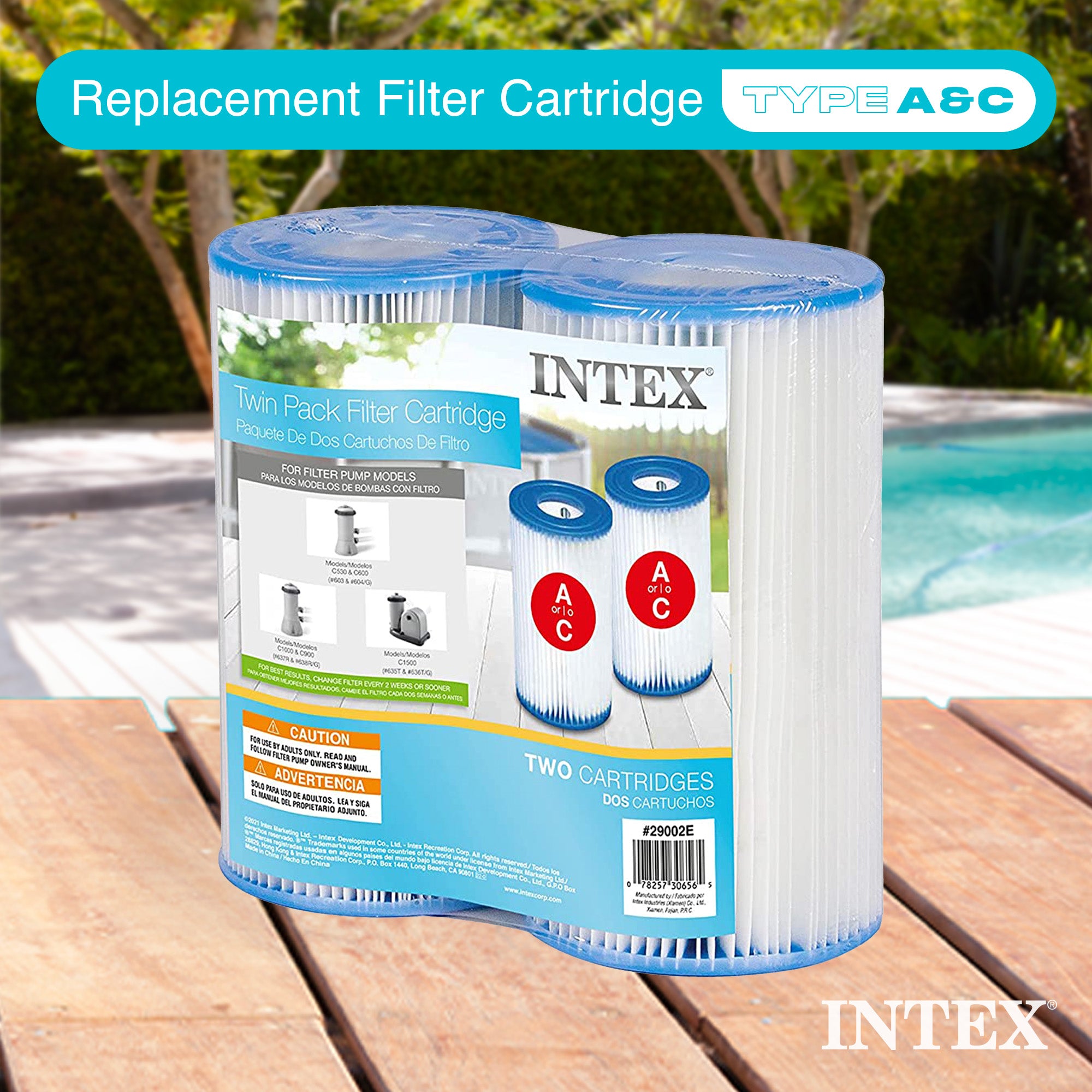 Intex Easy Set Pool Type A Filter Cartridges Twin Pack | 29002E - Open Package