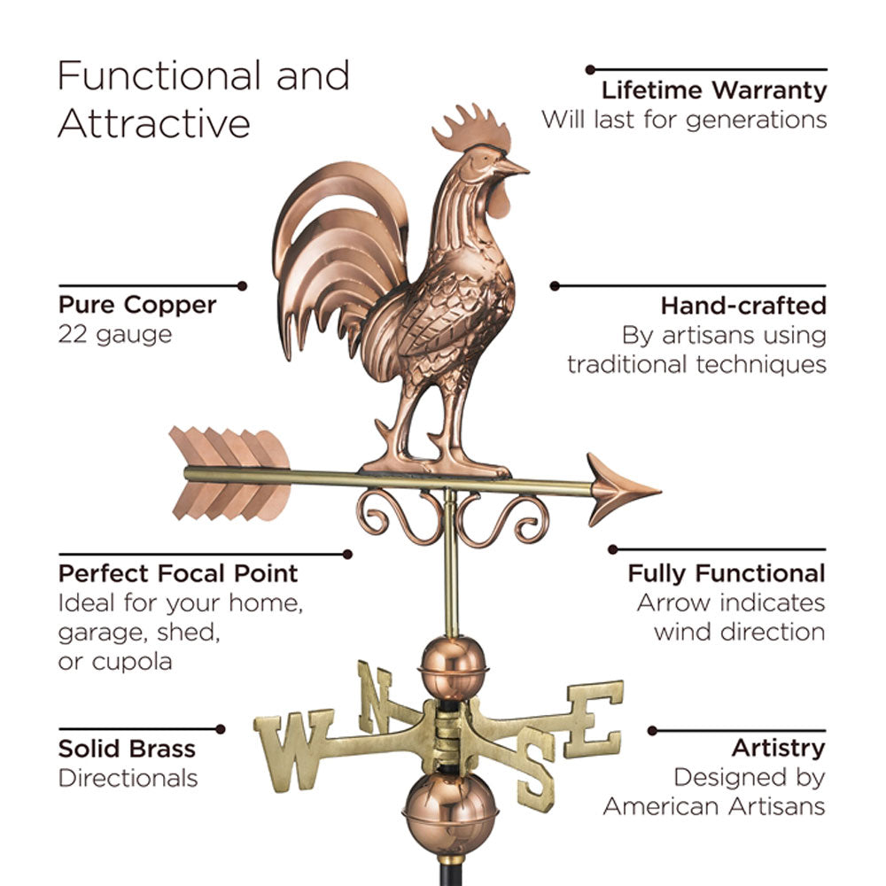 Good Directions 22 Gauge Pure Copper Bantam Rooster Weathervane (Open Box)