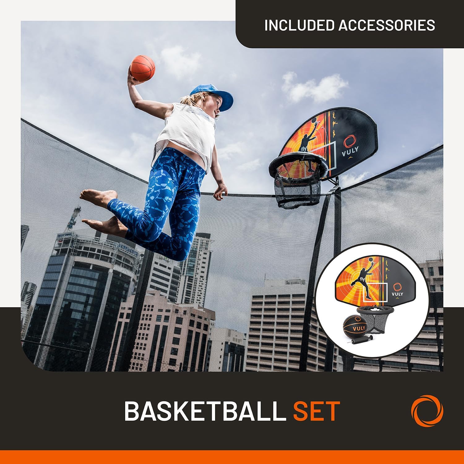 L Ultra Box A + L Ultra Box B + L Ultra Box C + L Ultra Box D + Vuly Trampolines Basketball Set with Backboard, Hoop, Basketball, and Air Pump + Basketball Set Adapter (Ultra) - VMInnovations
