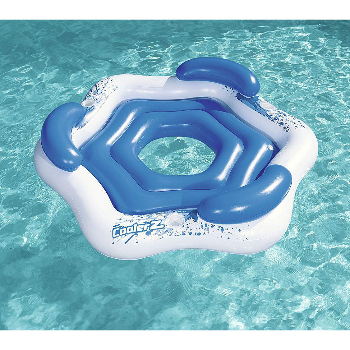 Bestway 3-Person Floating Water Island Lounge Raft With Open Bottom (2 Pack)