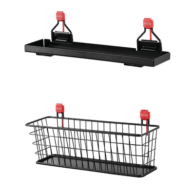 Rubbermaid Outdoor Metal Backyard Shed Shelf & Wall Mounted Small Wire Basket