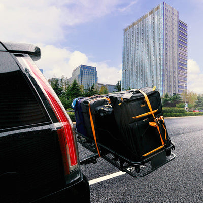 Mockins 60 x 20 Inch Hitch Mount Cargo Carrier w/ Bag, Stabilizer, Straps, & Net (Refurbished)