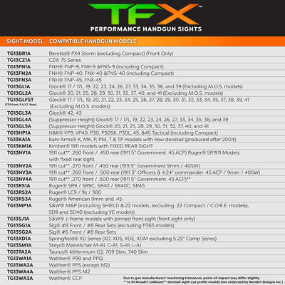 TruGlo TFK Fiber Optic Tritium Handgun Sight, Fits Glock 17/17L Models and More