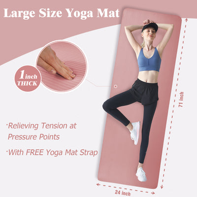 BalanceFrom Yoga Mat, 1-Inch Extra Thick Exercise Pilates Workout Mat (Open Box)