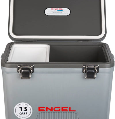 Engel 13 Qt Compact Ultimate Leak Proof Outdoor Box Cooler, Silver (For Parts)