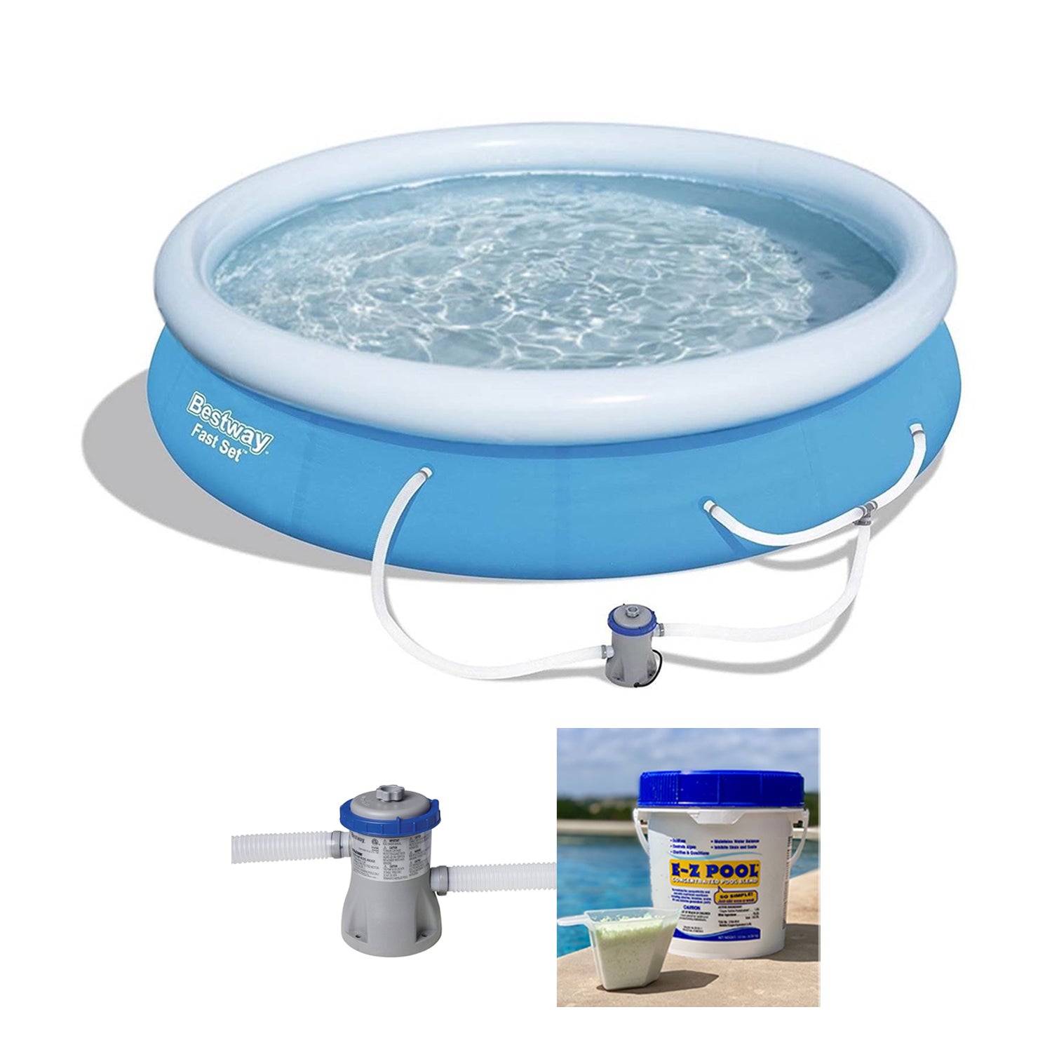 Bestway 57275E Fast Set Up 12ft x 30in Inflatable Above Ground Swimming Pool Set - VMInnovations