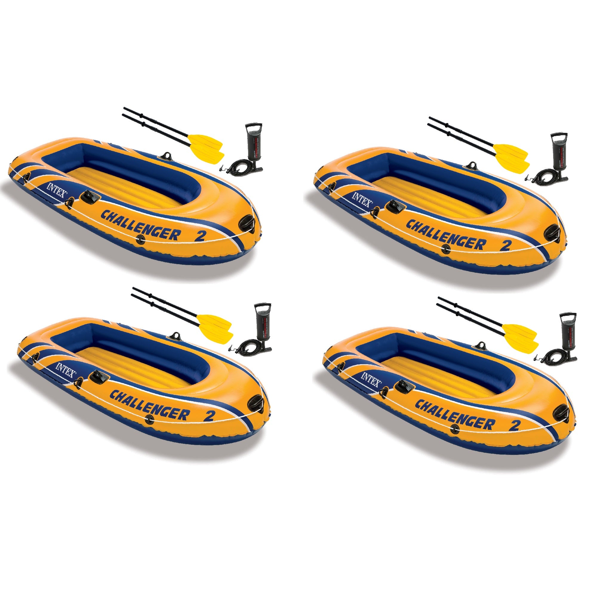 Intex Inflatable 2 Person Floating Boat Raft Set w/ Oars & Air Pump (4 Pack) - VMInnovations