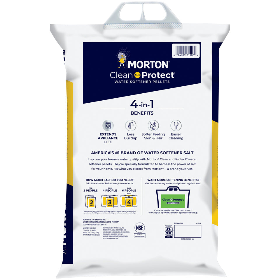 Morton Salt Clean and Protect Sodium Chloride Water Softener Pellets, 40 Pounds