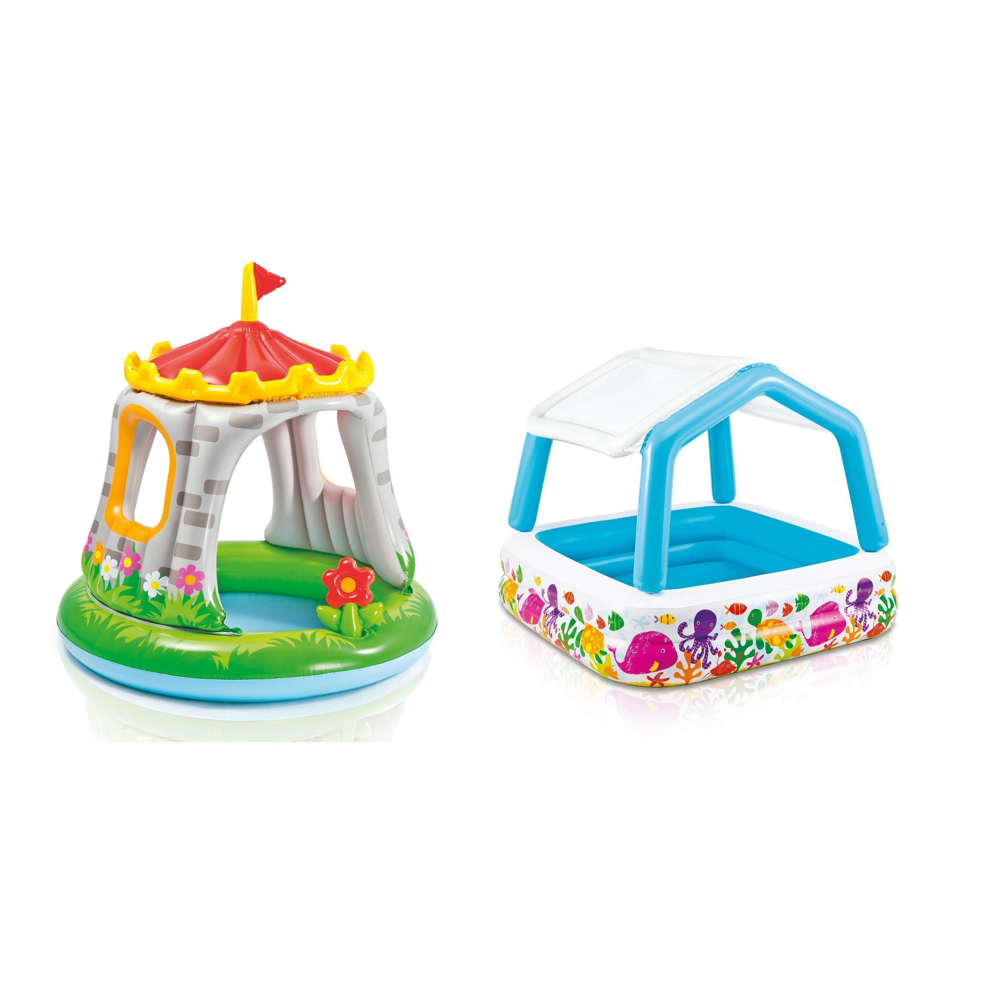 Intex 4' x 48" Royal Castle Baby Pool & 5' x 48" Ocean Scene Kids Swimming Pool