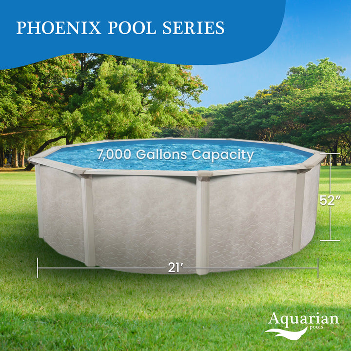 Aquarian Phoenix 21' x 52" Round Steel Frame Above Ground Outdoor Swimming Pool - VMInnovations