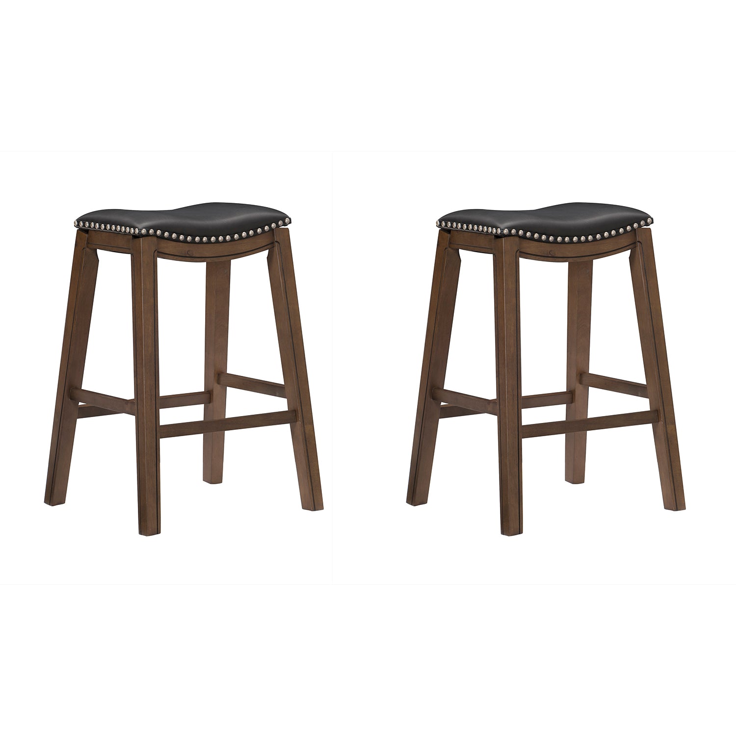 Homelegance 29" Counter Height Wooden Saddle Seat Barstools, Black (2 Pack) - VMInnovations