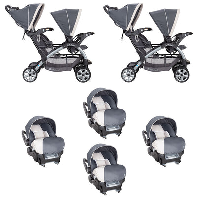 Baby Trend 5 Point Harness Double Stroller & 35 LB Infant Car Seat w/ Car Base - VMInnovations