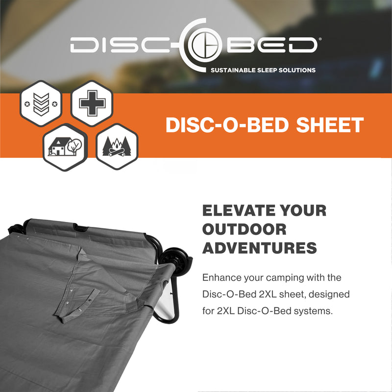 Disc-O-Bed 2XL Cot Sheet for Portable Folding Bed Systems and Camping, Grey