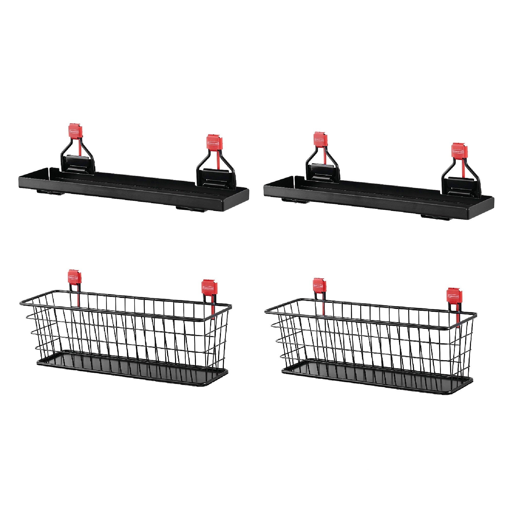 Rubbermaid Metal Backyard Shed Shelf & Wall Mounted Wire Basket (2 of Each)
