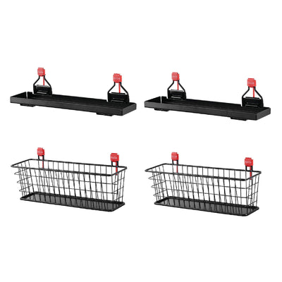 Rubbermaid Metal Backyard Shed Shelf & Wall Mounted Wire Basket (2 of Each)