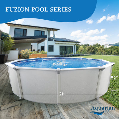 Aquarian Fuzion 21' x 52" Above Ground Swimming Pool w/Pump, Ladder & Equipment