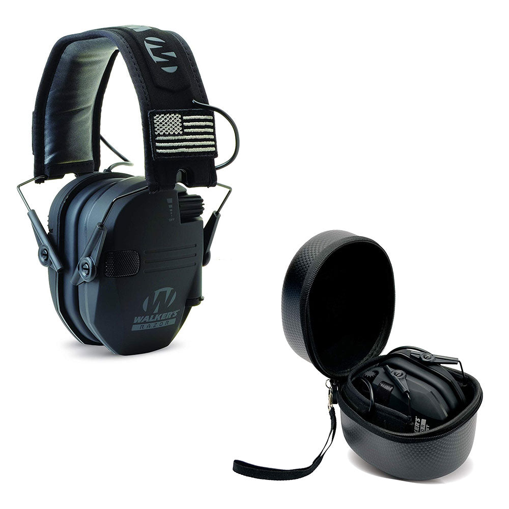 Walker's Razor Slim Shooter Patriot Electronic Protection Earmuffs with Case
