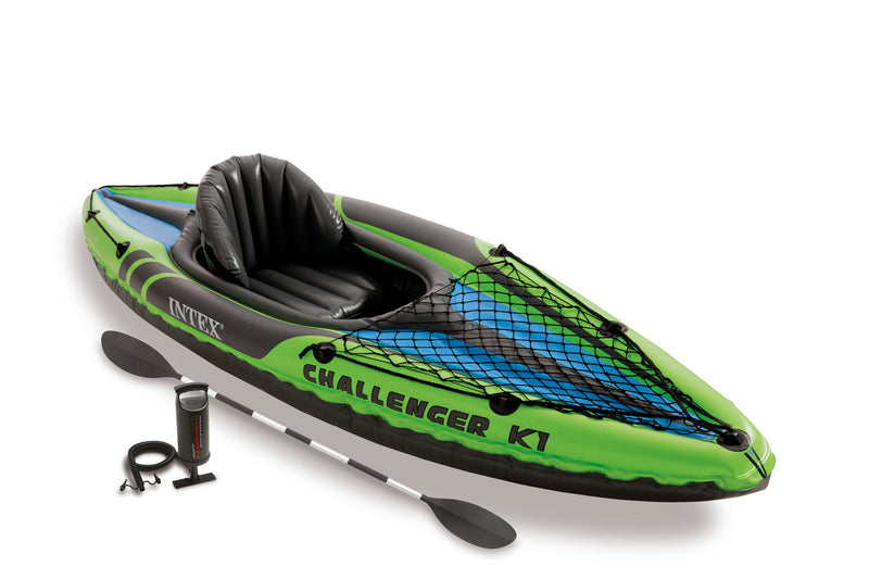 Intex Challenger K1 1-Person Inflatable Sporty Kayak w/ Oars And Pump (3 Pack)