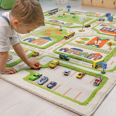 IVI 3D Play Carpet 59 x 39-inch Green Traffic Floor Rug Mat for Kids, Medium - VMInnovations