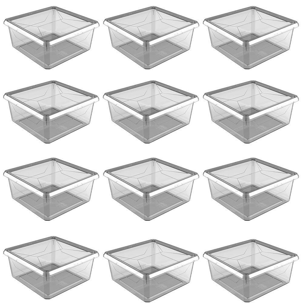 Ezy Storage Karton Medium 9 Qt Plastic Storage Container Box with Lid (12 Pack)