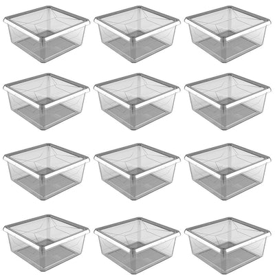 Ezy Storage Karton Medium 9 Qt Plastic Storage Container Box with Lid (12 Pack)