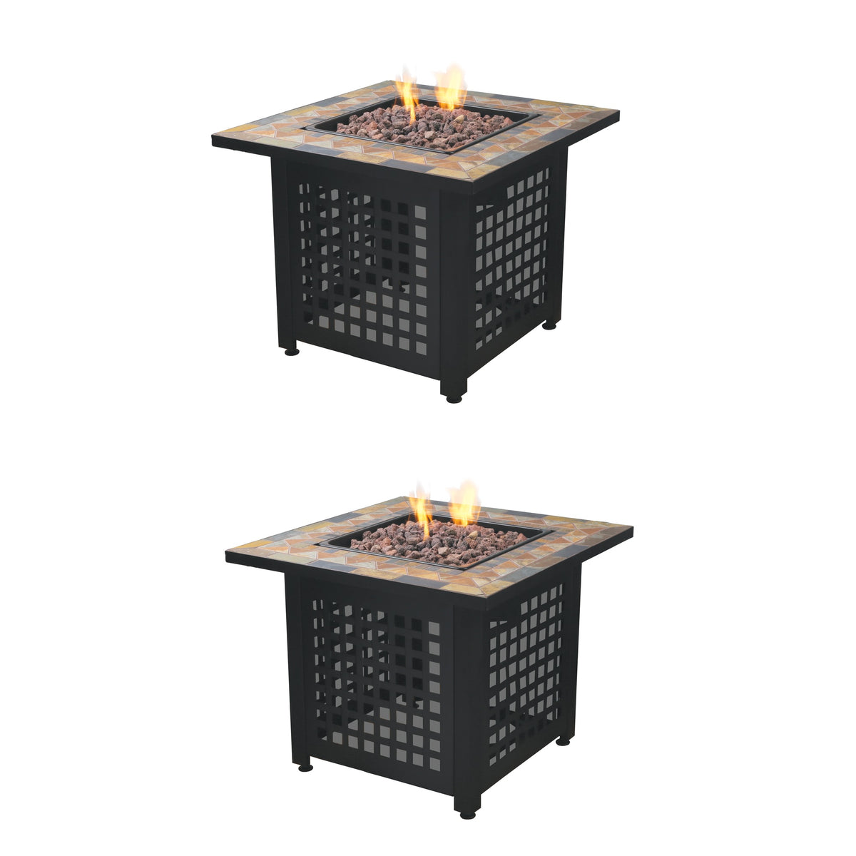 Endless Summer Propane Powered Square Outdoor Patio Firetable w/ Rocks (2 Pack) - VMInnovations