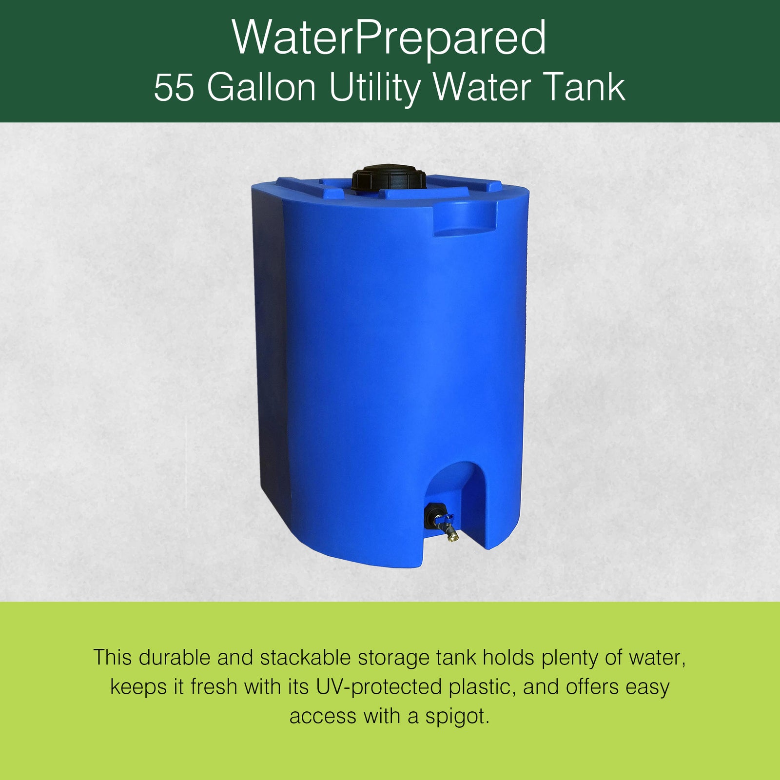 WaterPrepared 55 Gal Stackable Design Utility Water Tank w/Large Cap, Blue(Used) - VMInnovations