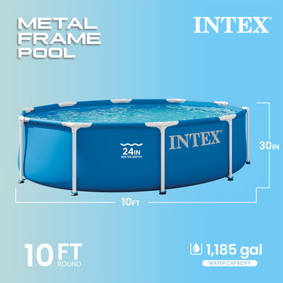 Intex 28201EP 10ft x 30in Metal Frame Above Ground Pool Set w/ Pump & Cartridge