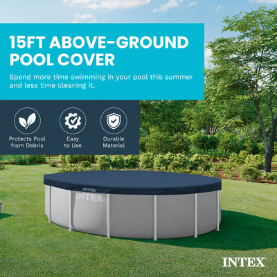 Intex 15' Round Above Ground Swimming Pool Cover, (Pool Cover Only)(Open Box)