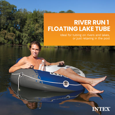 Intex River Run 1 Person Inflatable Floating Tube Raft for Lake/Pool (Open Box) - VMInnovations