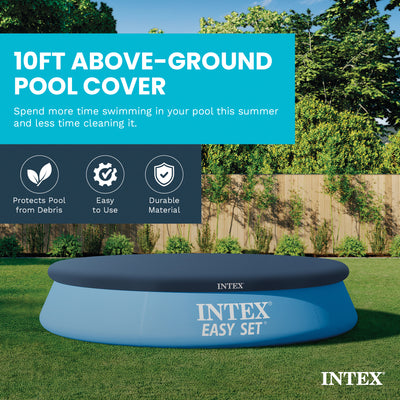 Intex 10 Foot Easy Set Round Above Ground Swimming Pool Debris Vinyl Cover, Blue