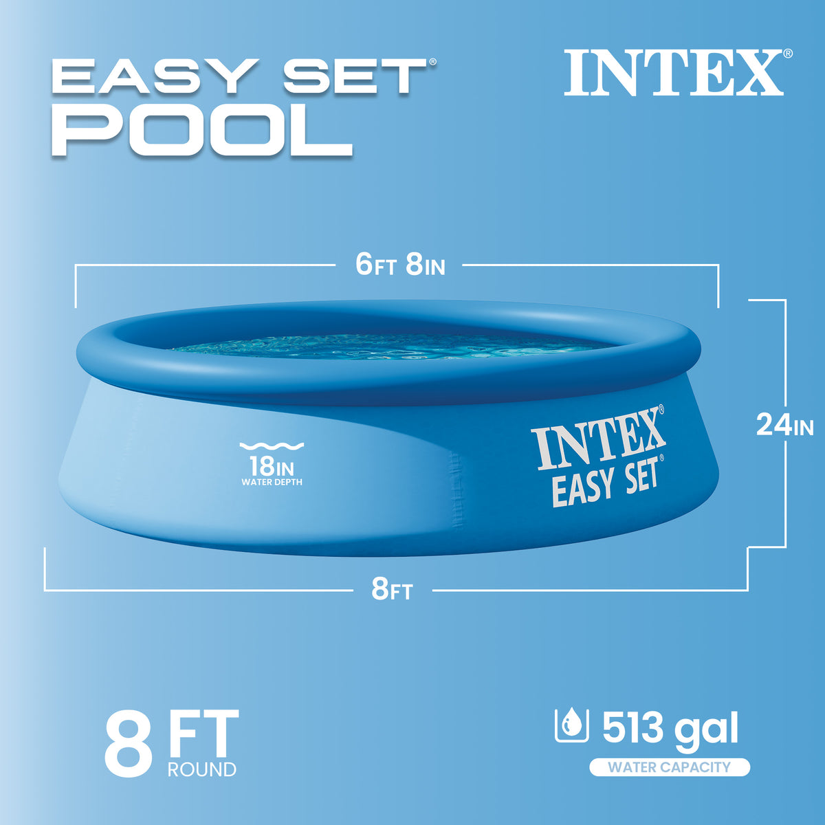 Intex 28107EH 8 x 24 Inch Easy Set Inflatable Swimming Pool with Filter, Blue