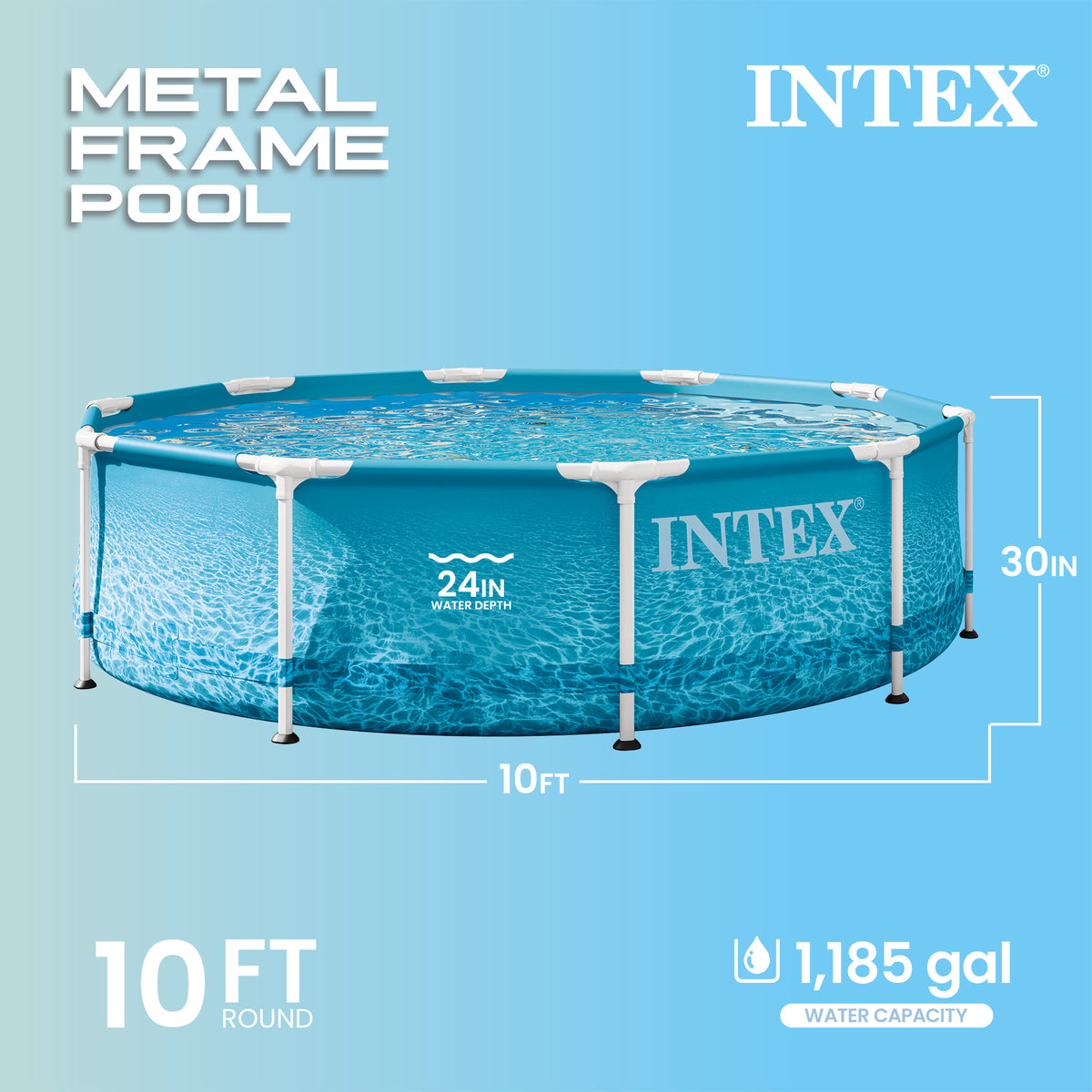 Intex 28207EH 10'x30" Steel Metal Frame Beachside Pool w/ Filter Pump (Open Box)