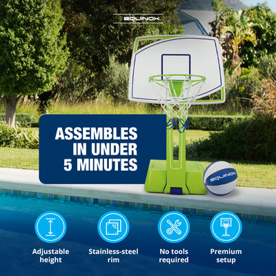 Equinox Pool Basketball Hoop Set with Ball, Adjustable Poolside Goal, (Open Box)