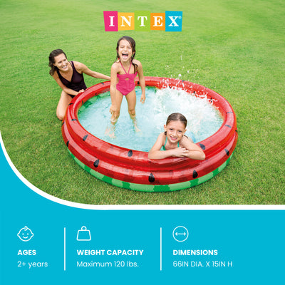 Intex 66-Inch Round Inflatable Outdoor Kids Swimming and Wading Watermelon Pool