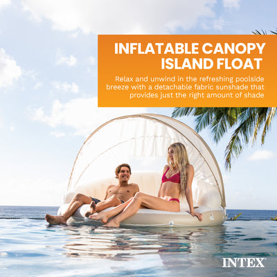 Intex 78 x 59 Inch White Inflatable Canopy Island Lounge Raft with Shade (Used) - VMInnovations