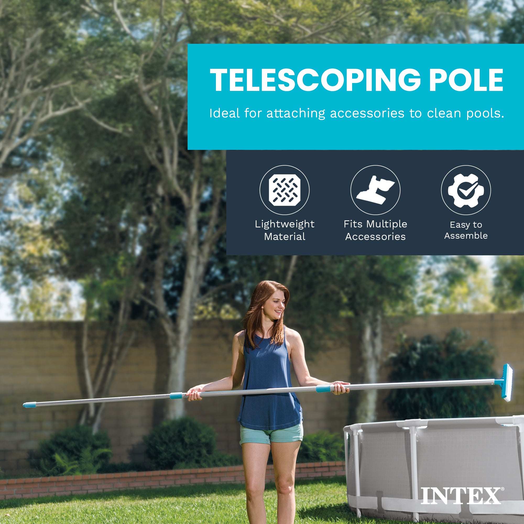 Intex 29054E 94 Inch Telescoping Swimming Pool Cleaning Maintenance Pole Shaft