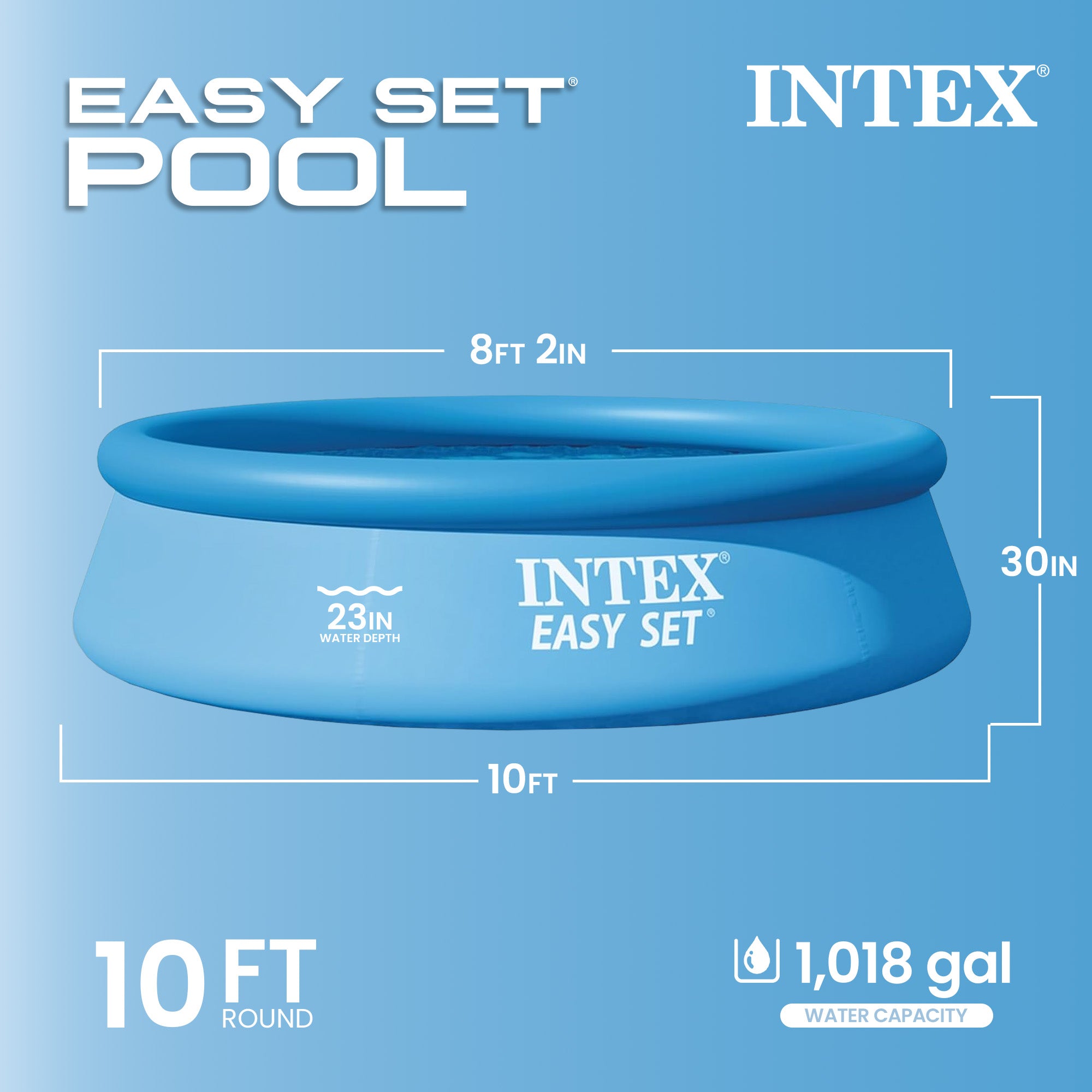 Intex Easy Set 10ft x 30in Above Ground Inflatable Round Swimming (Open Box)