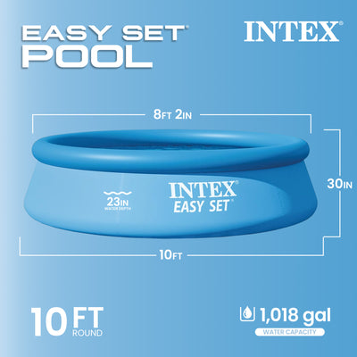 Intex Easy Set 10ft x 30in Above Ground Inflatable Round Swimming (Open Box)