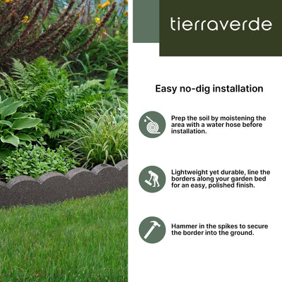 Tierra Verde 47"L Scallop Recycled Rubber Garden Border & Edging, Grey, 2-Pack