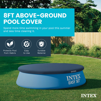 Intex 7.3 Ft Above Ground Swimming Pool Vinyl Round Cover Tarp, No Pool Included