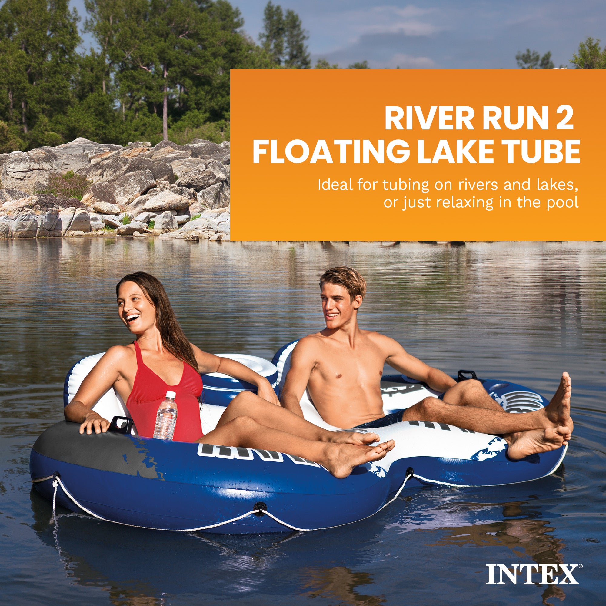Intex River Run 2 Person Inflatable Tube Raft Float with Cooler (Open Box)