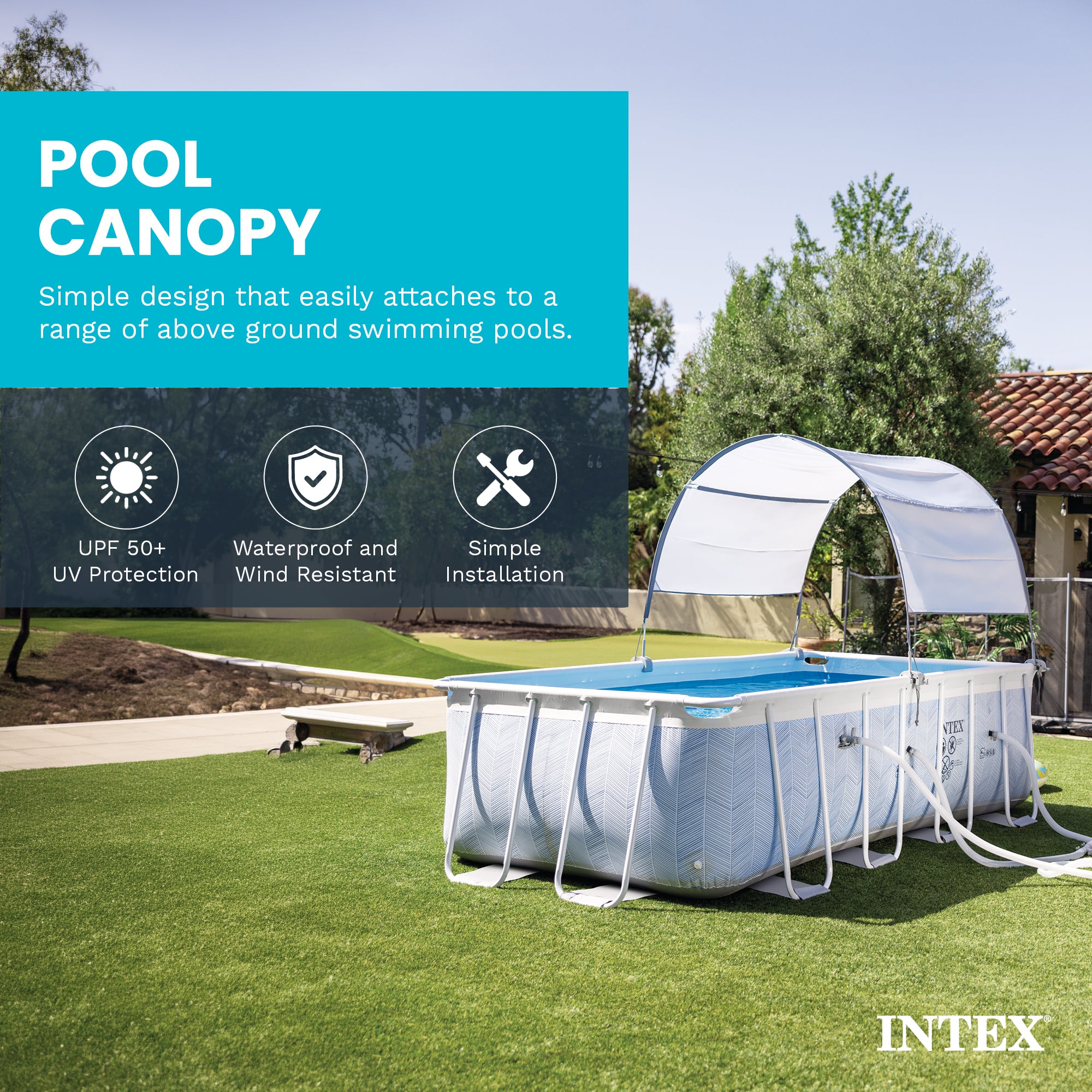 Intex 28054E Protective Canopy for 9 Ft or Smaller Rectangular Pools (Open Box)