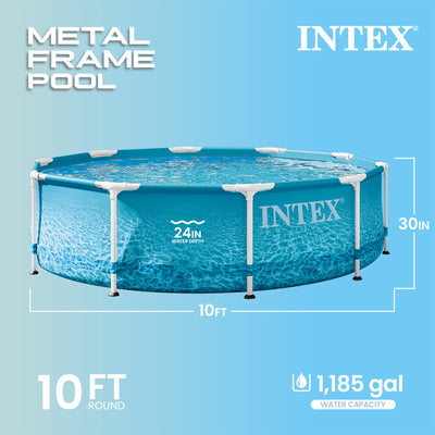 Intex 28207EH 10'x30" Steel Metal Frame Beachside Pool w/ Filter Pump (Open Box) - VMInnovations