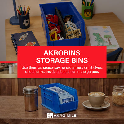 Akro-Mils 12 Pack AkroBins Plastic Storage Bins, Space-Saving Organizers, Blue