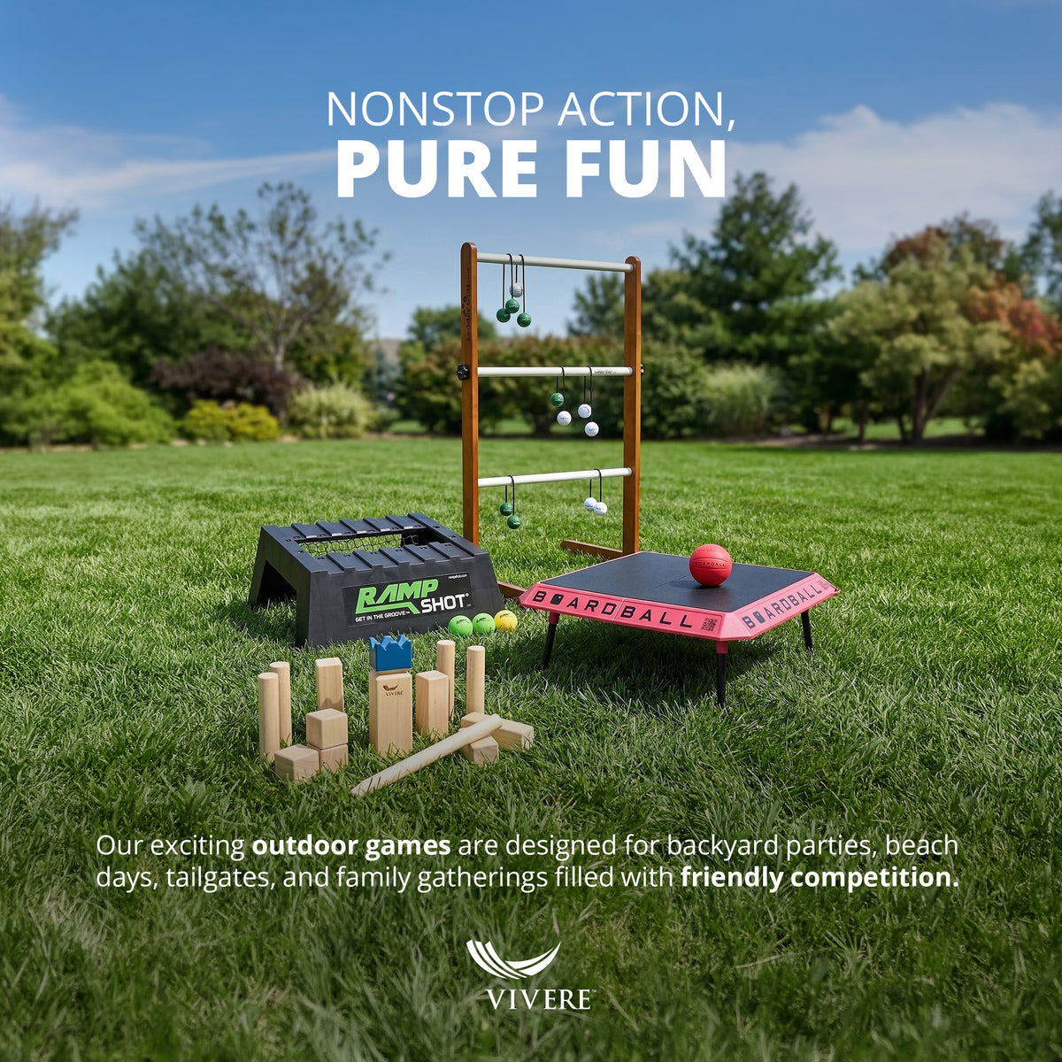 Vivere RampShot Outdoor TossGame w/Portable High-Density Ramps & Balls(Open Box) - VMInnovations