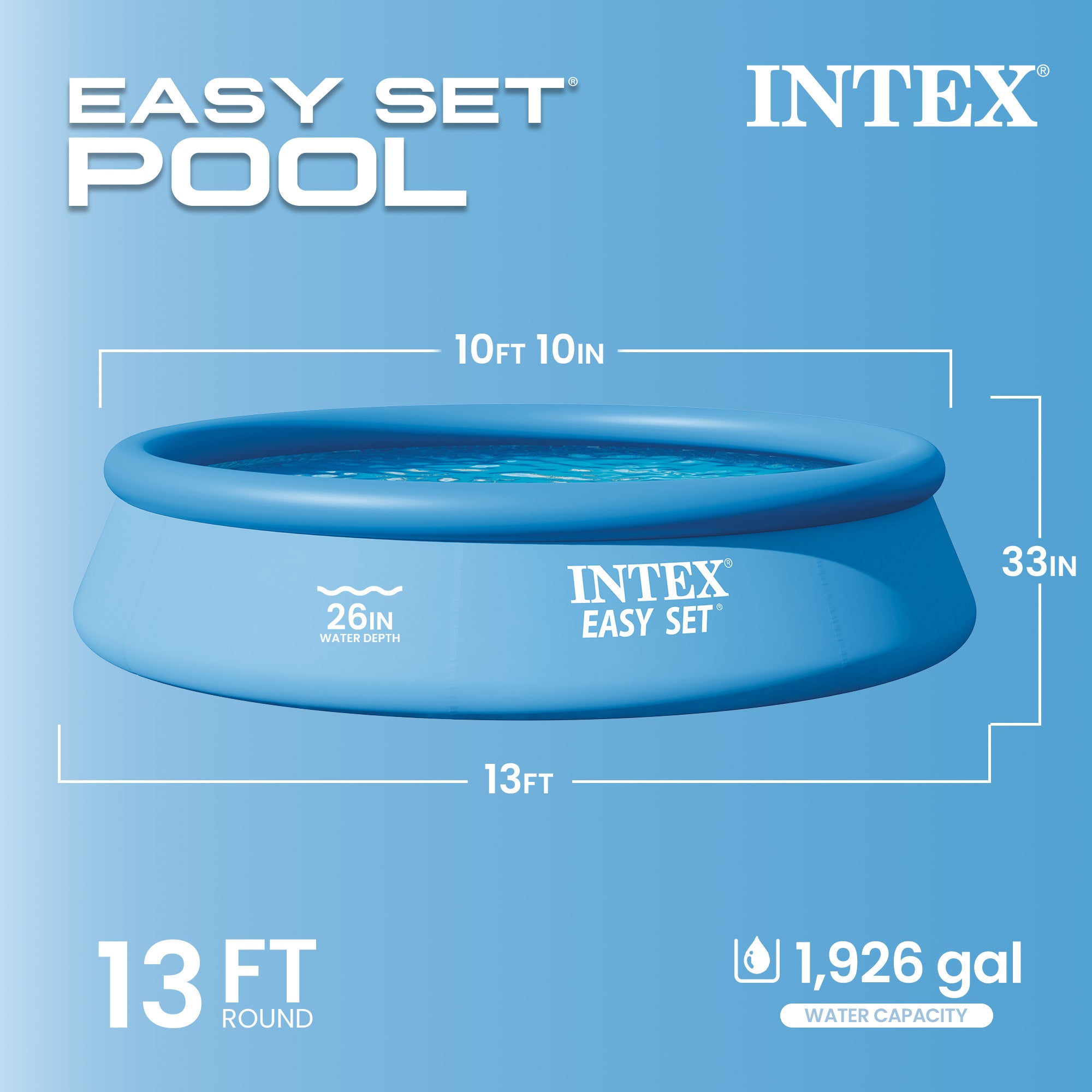 Intex 28141EH 13' x 33" Easy Set Inflatable Swimming Pool w/ 530 GPH Filter Pump
