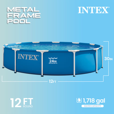 INTEX 28210EP Metal Frame Above Ground Swimming Pool, Pool Only (Open Box) - VMInnovations