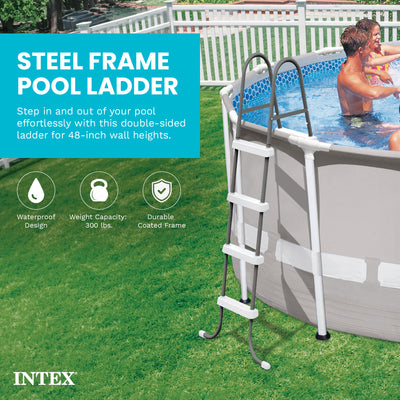 Intex Steel Frame Above Ground Swimming Pool Ladder for 48 Inch High Wall Pools